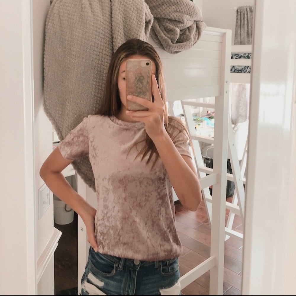pink velvet shirt